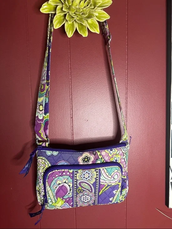Vera Bradley Purple Paisley Quilted Crossbody - Picture 1 of 6